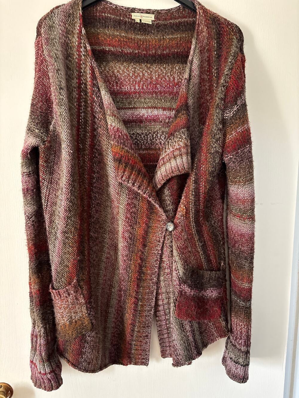 Royal Robbins Wool Blend Asymmetrical Wrap Cardigan Sweater Women's Size XL